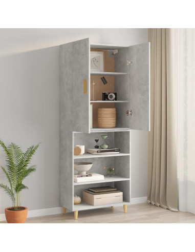 Armadietto Pensile a Parete Grigio Cemento 69,5x34x90 cm