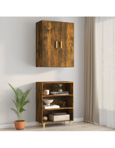 Armadietto Pensile a Parete Rovere Fumo 69,5x34x90 cm