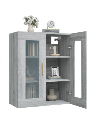 Armadietto Pensile a Parete Grigio Sonoma 69,5x34x90 cm