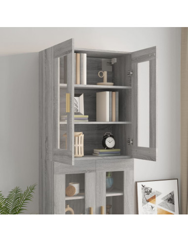 Armadietto Pensile a Parete Grigio Sonoma 69,5x34x90 cm