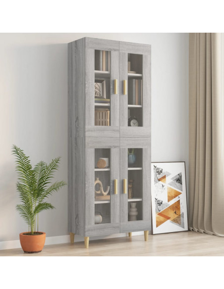 Armadietto Pensile a Parete Grigio Sonoma 69,5x34x90 cm