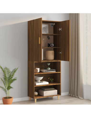 Armadietto Pensile a Parete Rovere Marrone 69,5x34x90 cm