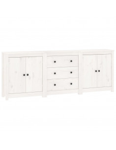Credenza Bianca 210x35x80 cm in Legno Massello di Pino 2