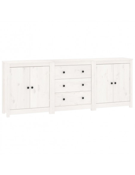 Credenza Bianca 210x35x80 cm in Legno Massello di Pino