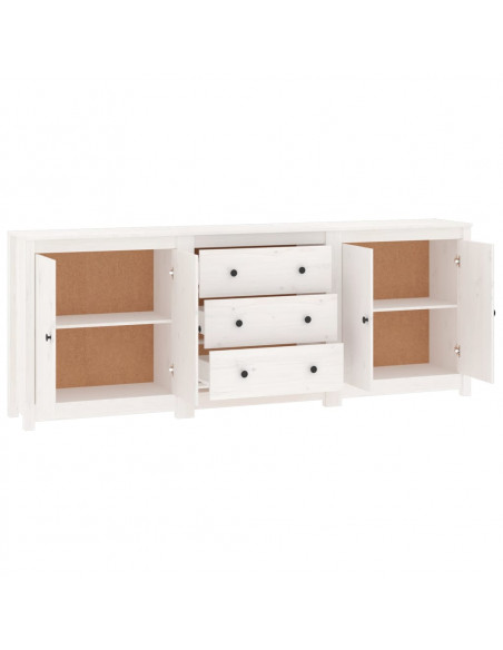 Credenza Bianca 210x35x80 cm in Legno Massello di Pino