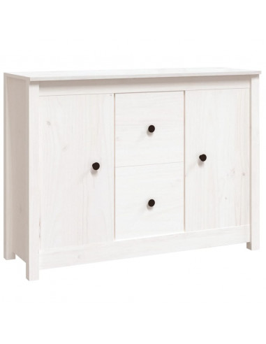 Credenza Bianca 100x35x74 cm in Legno Massello di Pino