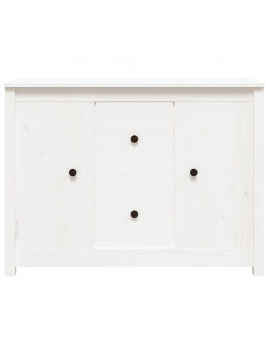 Credenza Bianca 100x35x74 cm in Legno Massello di Pino