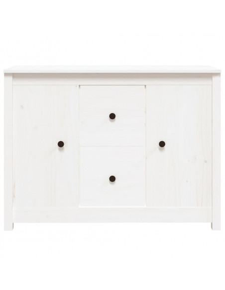 Credenza Bianca 100x35x74 cm in Legno Massello di Pino