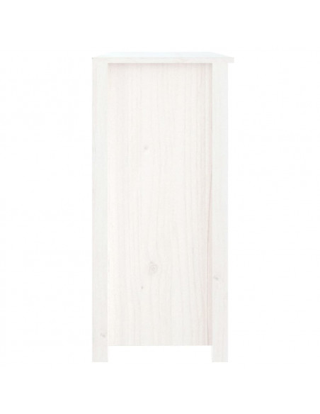Credenza Bianca 100x35x74 cm in Legno Massello di Pino