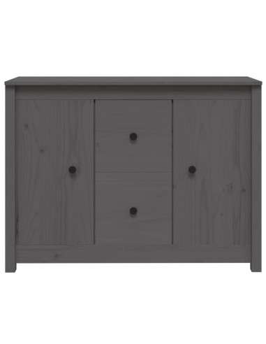 Credenza Grigia 100x35x74 cm in Legno Massello di Pino