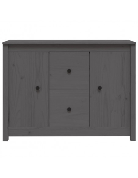 Credenza Grigia 100x35x74 cm in Legno Massello di Pino