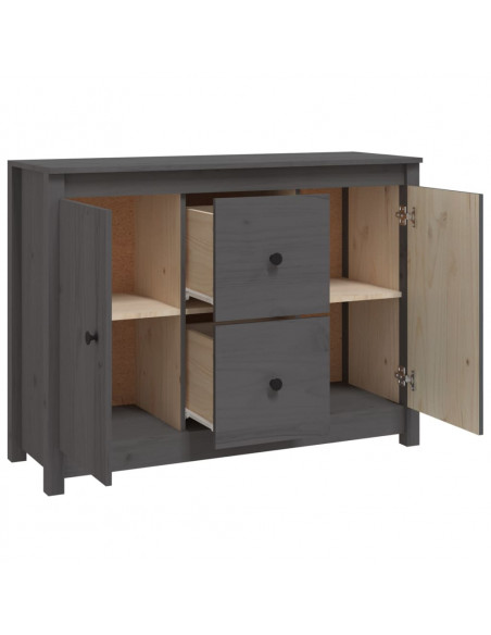 Credenza Grigia 100x35x74 cm in Legno Massello di Pino