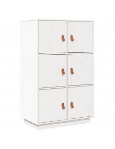 Credenza Bianca 67x40x108,5 cm in Legno Massello di Pino 2