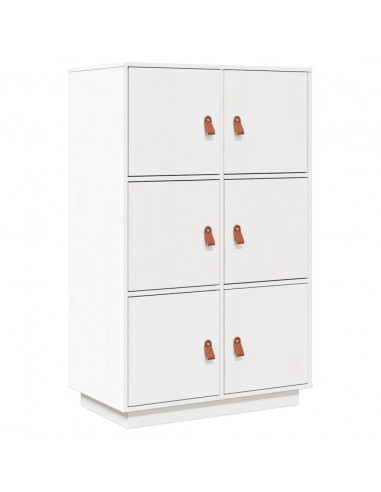 Credenza Bianca 67x40x108,5 cm in Legno Massello di Pino