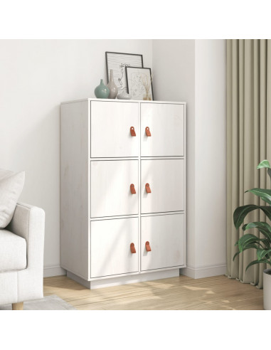 Credenza Bianca 67x40x108,5 cm in Legno Massello di Pino