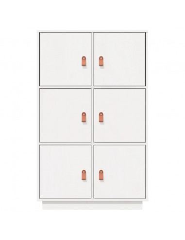 Credenza Bianca 67x40x108,5 cm in Legno Massello di Pino