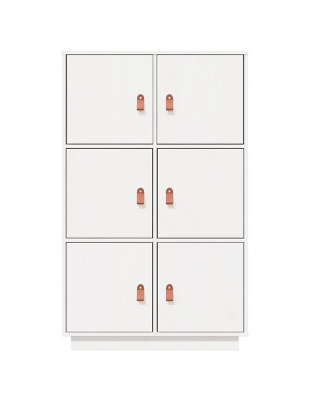 Credenza Bianca 67x40x108,5 cm in Legno Massello di Pino