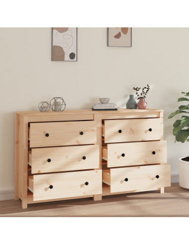 Credenza 140x35x80 cm in Legno Massello di Pino