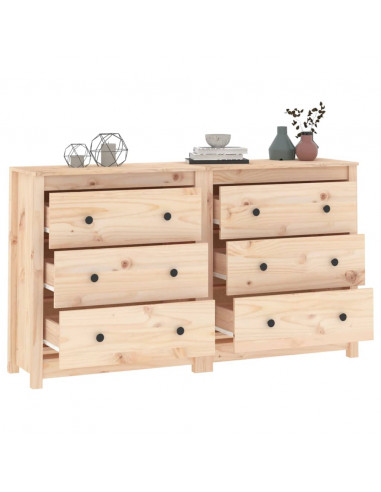 Credenza 140x35x80 cm in Legno Massello di Pino