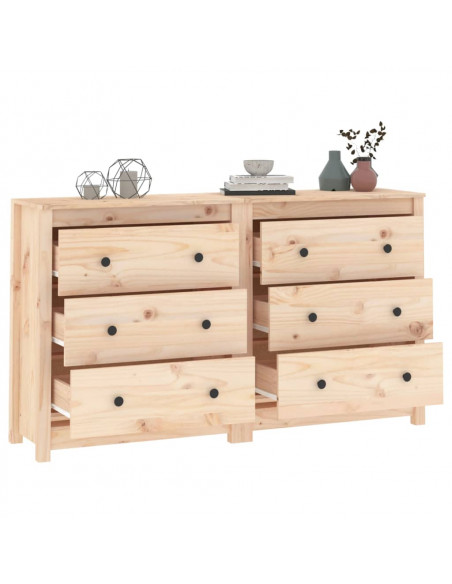 Credenza 140x35x80 cm in Legno Massello di Pino