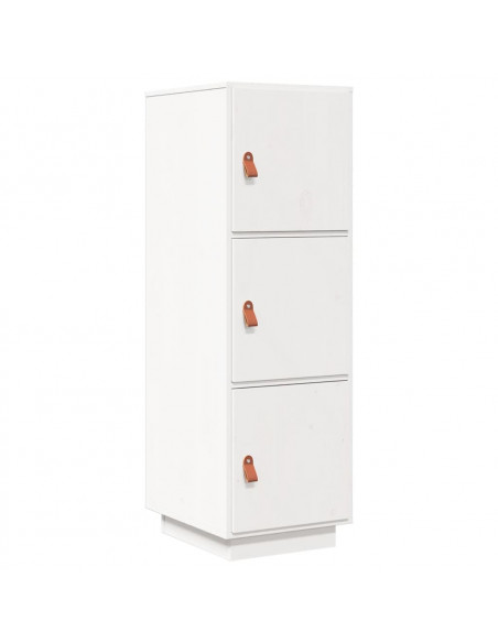 Credenza Bianca 34x40x108,5 cm in Legno Massello di Pino