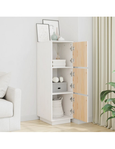 Credenza Bianca 34x40x108,5 cm in Legno Massello di Pino