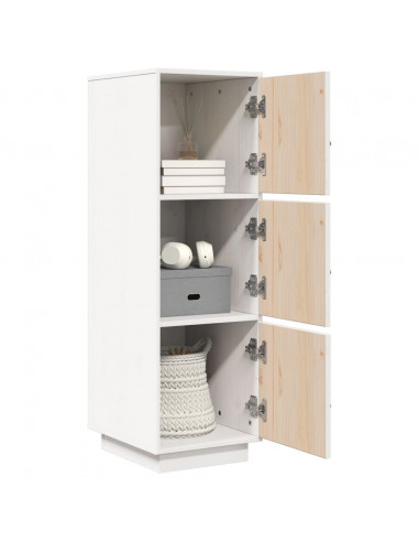 Credenza Bianca 34x40x108,5 cm in Legno Massello di Pino