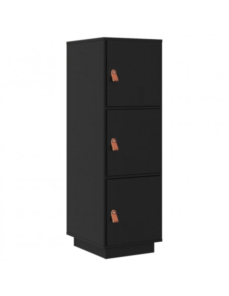 Credenza Nera 34x40x108,5 cm in Legno Massello di Pino