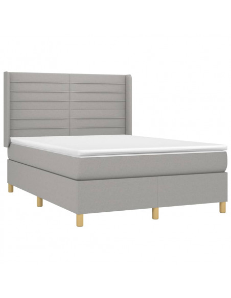 Letto a Molle Materasso e LED Grigio Chiaro 140x200 cm Tessuto