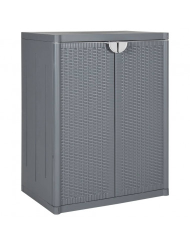 Armadio da Giardino Grigio 65x45x88 cm in Rattan PP