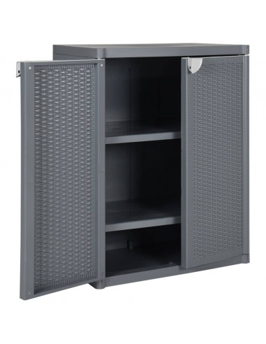 Armadio da Giardino Grigio 65x45x88 cm in Rattan PP