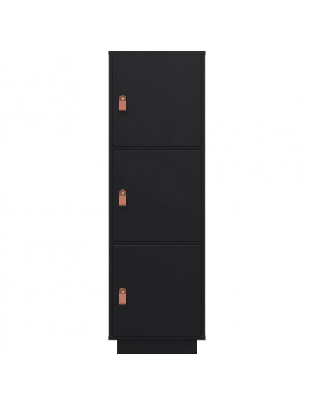 Credenza Nera 34x40x108,5 cm in Legno Massello di Pino