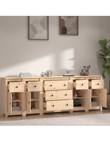 Credenza 230x35x80 cm in Legno Massello di Pino