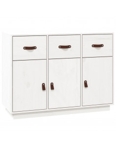 Credenza Bianca 100x40x75 cm in Legno Massello di Pino 2