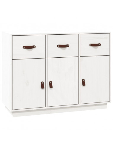 Credenza Bianca 100x40x75 cm in Legno Massello di Pino
