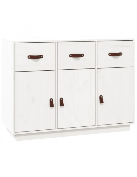 Credenza Bianca 100x40x75 cm in Legno Massello di Pino