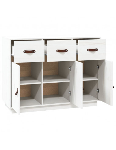 Credenza Bianca 100x40x75 cm in Legno Massello di Pino