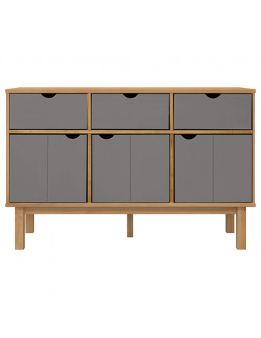 Credenza OTTA Marrone e Grigio 114x43x73,5 cm in Legno di Pino