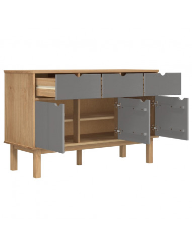 Credenza OTTA Marrone e Grigio 114x43x73,5 cm in Legno di Pino