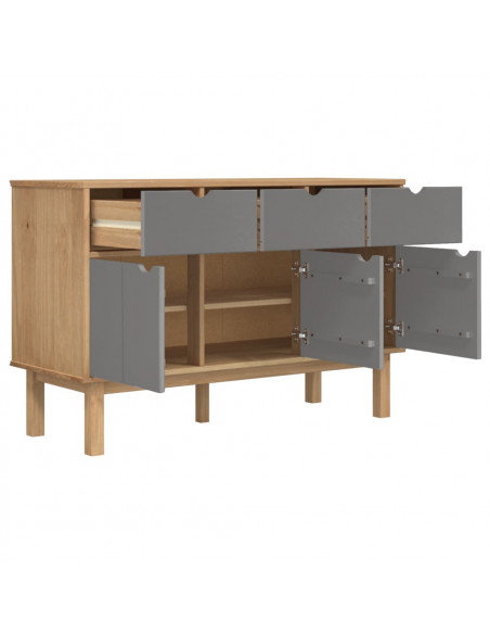 Credenza OTTA Marrone e Grigio 114x43x73,5 cm in Legno di Pino