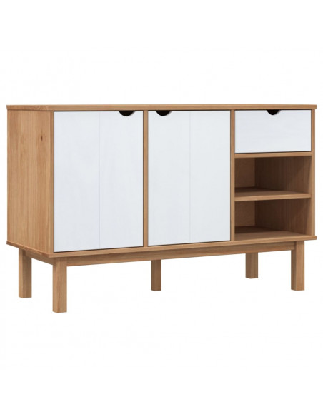 Credenza OTTA Marrone e Bianco 114x43x73,5 cm in Legno di Pino