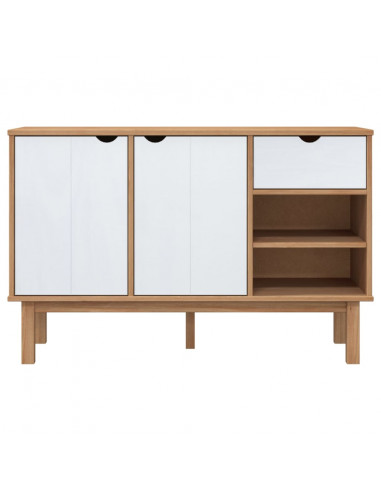 Credenza OTTA Marrone e Bianco 114x43x73,5 cm in Legno di Pino