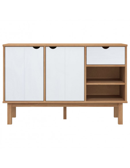 Credenza OTTA Marrone e Bianco 114x43x73,5 cm in Legno di Pino
