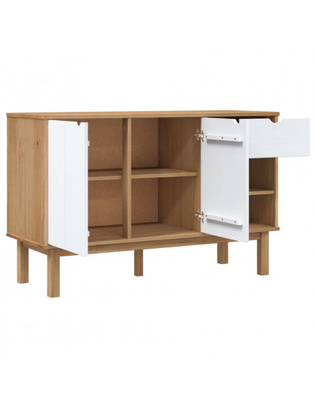Credenza OTTA Marrone e Bianco 114x43x73,5 cm in Legno di Pino