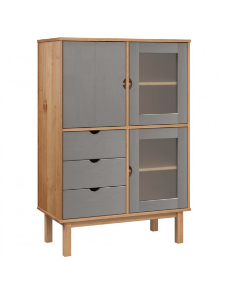 Credenza OTTA Marrone e Grigio 85x43x125 cm in Legno di Pino