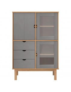 Credenza OTTA Marrone e Grigio 85x43x125 cm in Legno di Pino 2