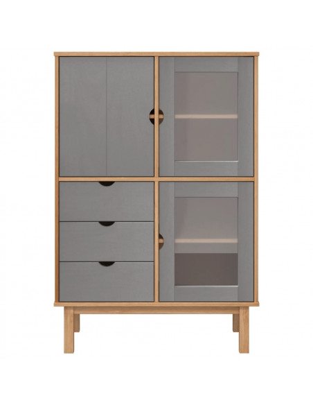 Credenza OTTA Marrone e Grigio 85x43x125 cm in Legno di Pino