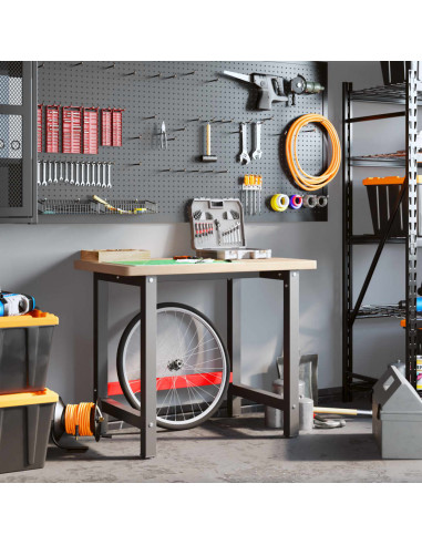 Banco Lavoro 100x60x83 cm Legno Massello Rovere Rettangolare