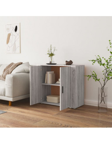 Credenza Grigio Sonoma 80x33x70 cm in Legno Multistrato