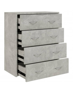 Credenza con 4 Cassetti 60x30,5x71 cm Grigio cemento 2
